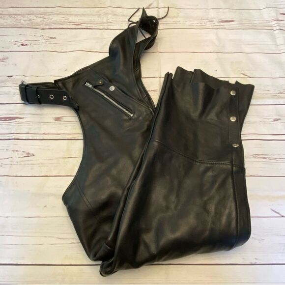 Black Milwaukee Leather Shaf Chaps with Zipper Pocket